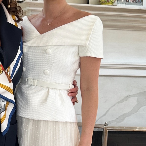 Self Portrait Exclusive Cream Off the Shoulder Midi Dress - Picture 2 of 4